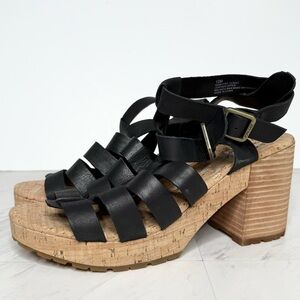 Kork Ease Camille Ankle Strap Black Leather Heeled Sandal 10M